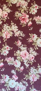 Furnishing Fabric - Flowers Pink on Plum