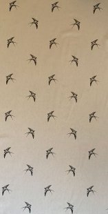 Furnishing Fabric - Swallows Black on Taupe
