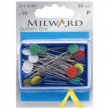 Pins: Straight: Quilters: Assorted Colours: 54mm: 50 Pieces