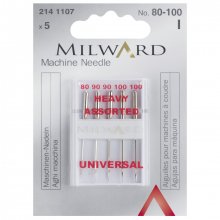 Sewing Machine Needles: Universal: 80/12(1), 90/14(2), 100/16(2): 5 Pieces