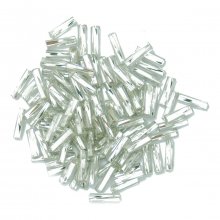 Twisted Bugle Beads: 7mm: Silver