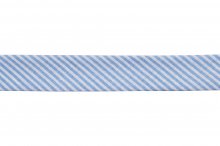 Bias Binding: Cotton: Printed: Stripes: 20mm: Light Blue
