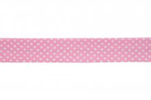 Bias Binding: Cotton: Printed: Dots: 20mm: Pink