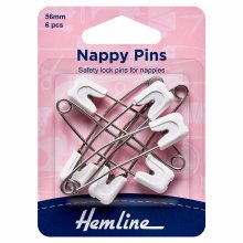 Nappy Pins: 56mm - White