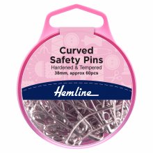 Curved Safety Pins: Nickel - 38mm - 60pcs