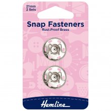 Snap Fasteners: Sew-on: Nickel: 21mm: Pack of 2