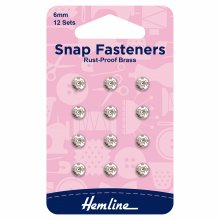 Snap Fasteners: Sew-on: Nickel: 6mm: Pack of 12