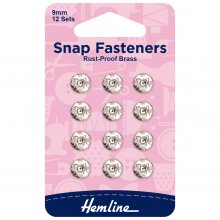 Snap Fasteners: Sew-on: Nickel: 9mm: Pack of 12
