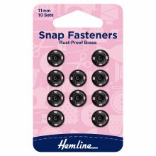 Snap Fasteners: Sew-on: Black: 11mm: Pack of 10