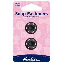 Snap Fasteners: Sew-on: Black: 18mm: Pack of 2