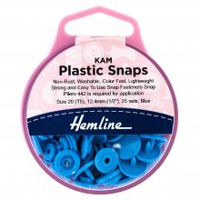 KAM Plastic Snaps: 25 x 12.4mm Sets: Blue
