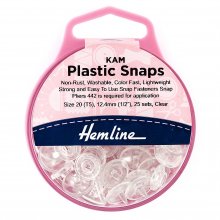 KAM Plastic Snaps: 25 x 12.4mm Sets: Clear