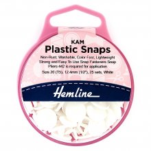 KAM Plastic Snaps: 25 x 12.4mm Sets: White