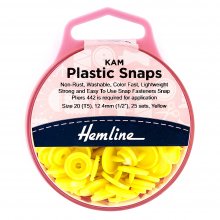 KAM Plastic Snaps: 25 x 12.4mm Sets: Yellow