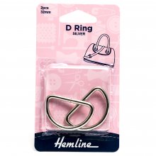 D Ring: 32mm: Nickel: 2 Pieces