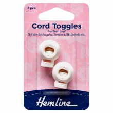 Cord Toggles: White - 6mm