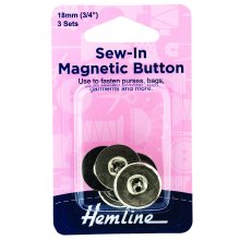 Button: Magnetic: Sew-In: 18mm: Nickel: 3 Sets