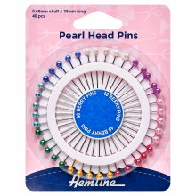 Assorted Pearl Heads Pins: Nickel - 38mm, 40pcs