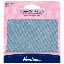 Iron-on Repair Fabric: Light Denim - 12 x 44cm