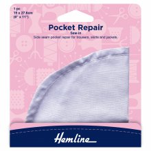 Sew-In Pocket Repair: White - 23 x 15cm