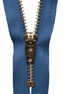 Brass Jeans Zip: 10cm: Slate Blue