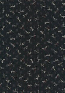 Sevenberry Japanese Fabric - Dragonflies & Arrows Black