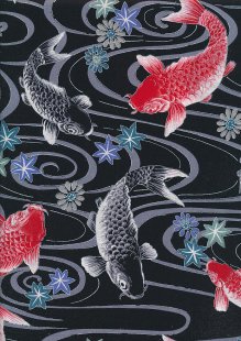 Sevenberry Japanese Fabric - Kimono Print OTAKU Black 67530 Col 114