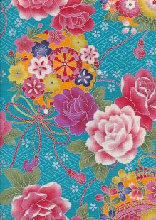 Sevenberry Japanese Fabric - Kimono Print TOTO Aqua 61810 Col 103