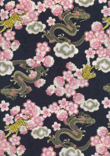 Sevenberry Japanese Fabric - Kimono Print KOBO Navy 61560 Col 101