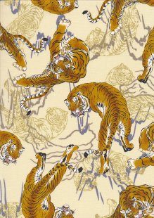 Sevenberry Japanese Fabric - Kimono Print TORA Cream 61790 Col 101