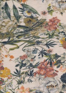 Lady McElroy Digital Print Poly Slub Jersey - Botanic Dusk Terracotta 571