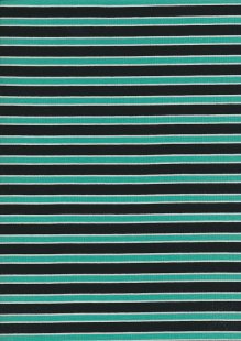 Viscose Jersey - Turquoise & Black Stripe