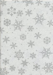 Little Angels Cotton Christmas Fabric Silver on White 