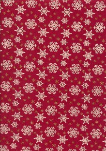 John Louden - Christmas JLX0255 Natural Snowflakes  On Red