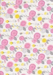 John Louden Organic Cotton Prints - Newborn Baby Range Floral JL CO 387 Col Pink