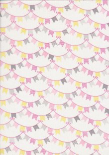 John Louden Organic Cotton Prints - Newborn Baby Range Bunting JL CO 387 Col Pink