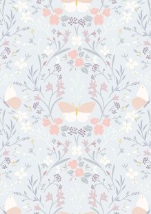 Cassandra Connolly For Lewis & Irene - Heart Of Summer CC1.2 - Floral gathering on duck egg blue