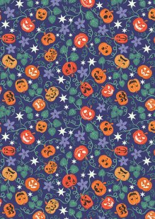 Lewis & Irene - Castle Spooky A574.2 - Spooky pumpkins on blue
