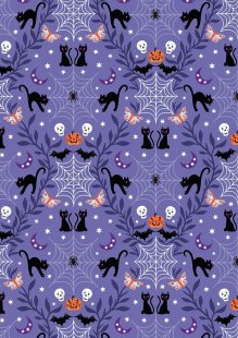 Lewis & Irene - Castle Spooky A576.2 - Cobwebs & cats on purple blue