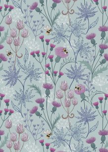 Lewis & Irene - Celtic Dreams A607.3 - Bee & thistles on blue