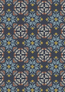 Lewis & Irene - Majolica A665.3 Floral tile on dark blue