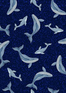 Lewis & Irene - Ocean Glow Whales on dark blue (glow in the dark) - A781.3