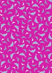 Lewis & Irene - Ocean Glow Dolphins on pink (glow in the dark) - A782.2