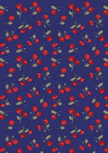 Lewis & Irene - Poppies A556.2 - Little poppies on blue