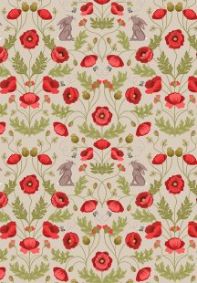 Lewis & Irene - Poppies A557.2 - Poppy & hare on natural