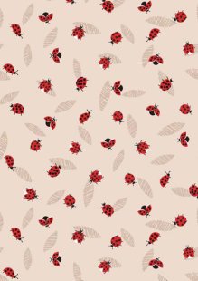 Lewis & Irene - Spring Flowers A716.1 Ladybirds on Cream
