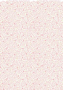 Lewis & Irene - Spring Treats A589.1 - Mini heart floral pink on cream