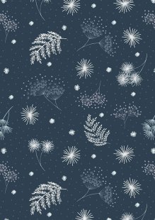 Lewis & Irene - The secret Winter Garden A659.3 Frosted garden on dark blue with pearl elements