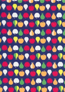 Quality Cotton Print - Navy Apple and Pears