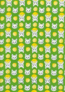 Novelty - Cats & Lemons Green